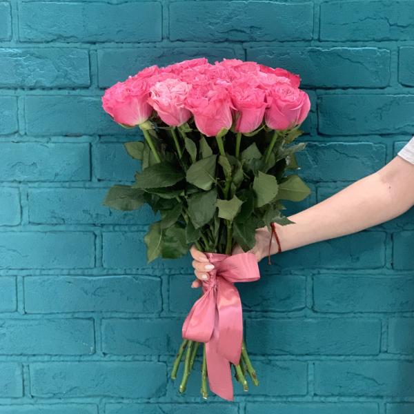 19 пионовидных роз "Розовое солнце"