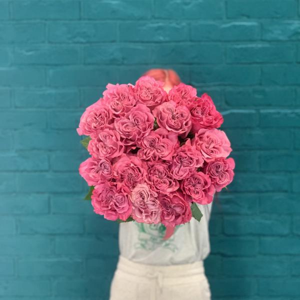 19 пионовидных роз "Розовое солнце"