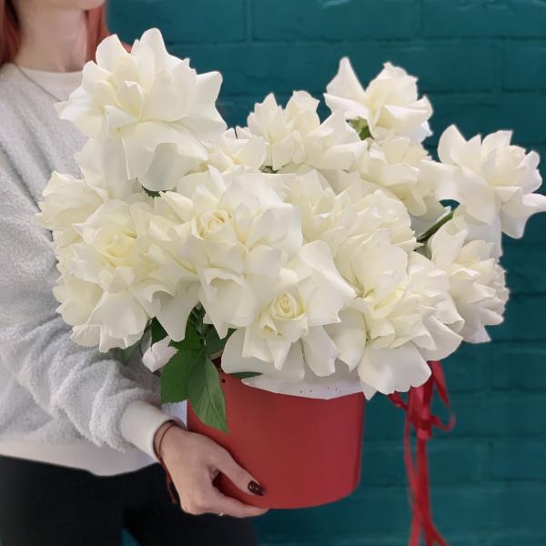 25 белых французских роз "Айсберг"