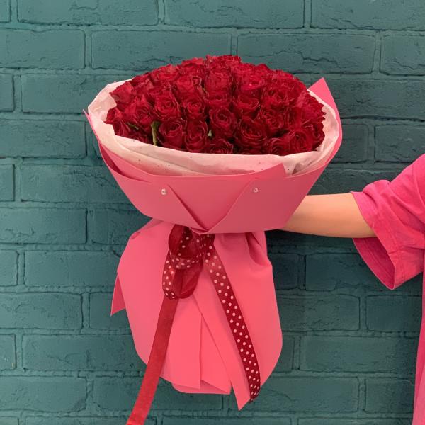 51 красная роза "Рубиновая роскошь"