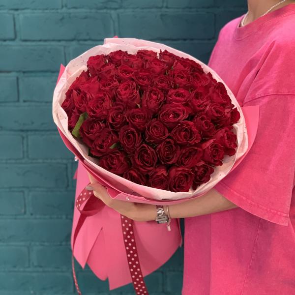 51 красная роза "Рубиновая роскошь"