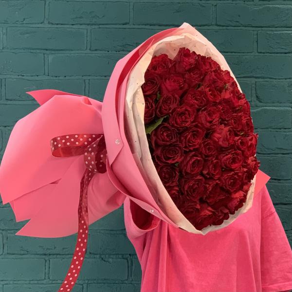 51 красная роза "Рубиновая роскошь"