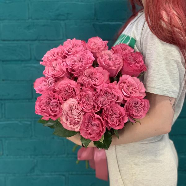 19 пионовидных роз "Розовое солнце"