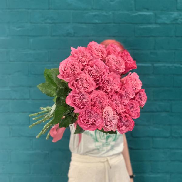 19 пионовидных роз "Розовое солнце"