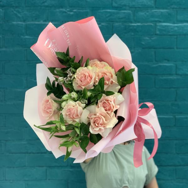 Французская роза и альстромерия «Осеннее вдохновение»