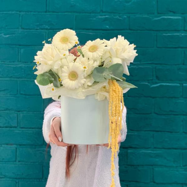 Французская роза и гербера "Эльфийский сад"