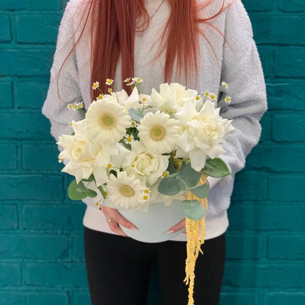 Французская роза и гербера "Эльфийский сад"