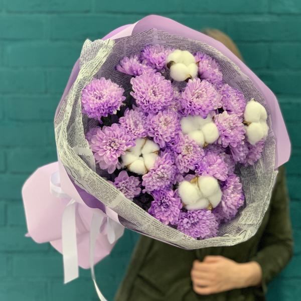 Хризантема и хлопок "Сиреневая ночь"