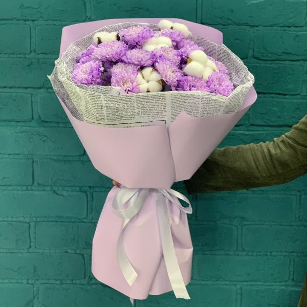 Хризантема и хлопок "Сиреневая ночь"