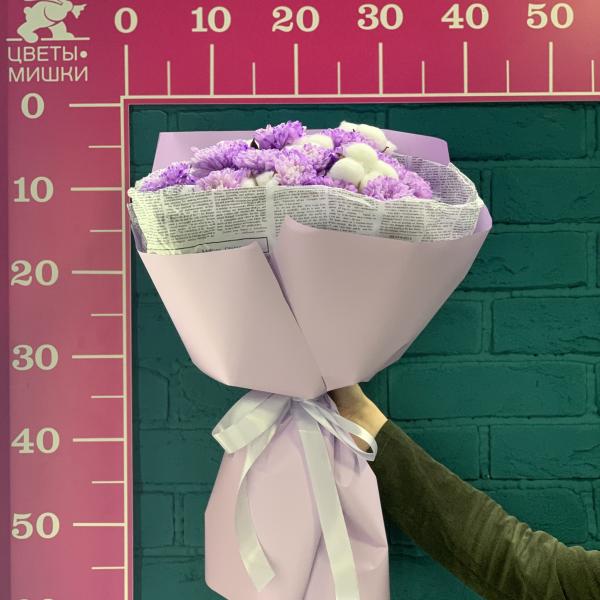 Хризантема и хлопок "Сиреневая ночь"