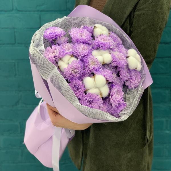 Хризантема и хлопок "Сиреневая ночь"