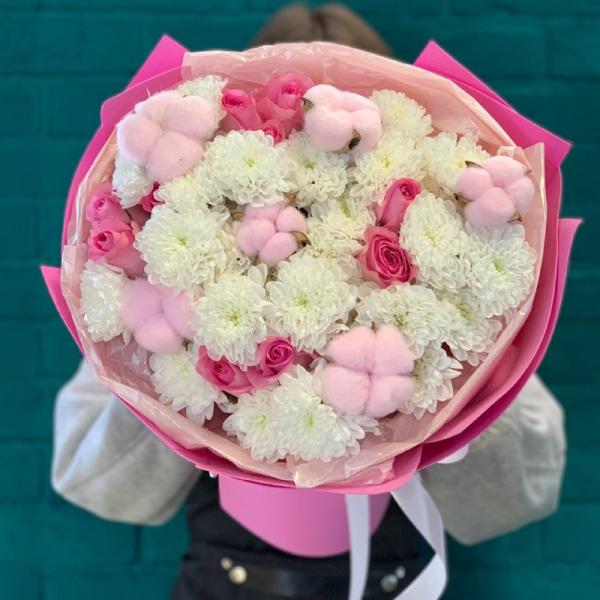 Роза и хлопок "Объятия мамы"