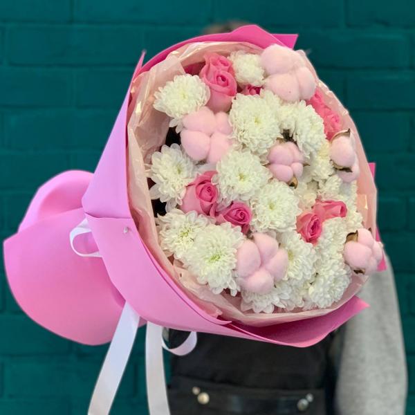 Роза и хлопок "Объятия мамы"