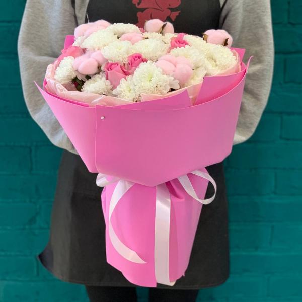 Роза и хлопок "Объятия мамы"