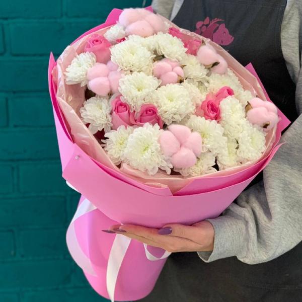 Роза и хлопок "Объятия мамы"