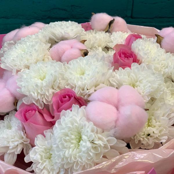 Роза и хлопок "Объятия мамы"