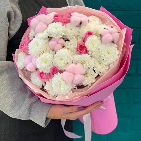 Роза и хлопок "Объятия мамы"