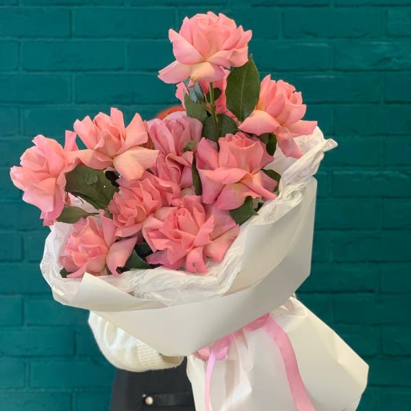 11 розовых французских роз "Династия"