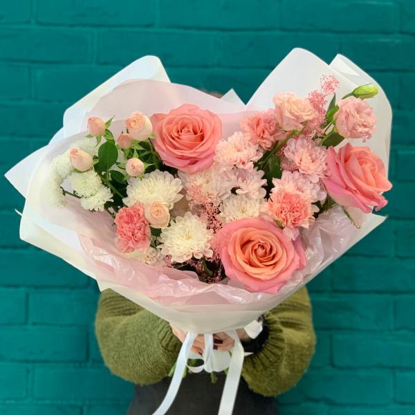 Роза и эустома "Душевная"