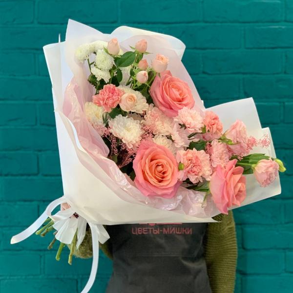 Роза и эустома "Душевная"