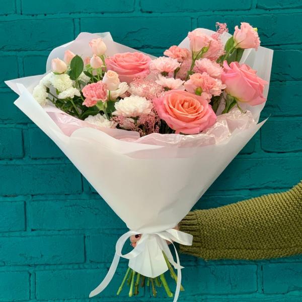 Роза и эустома "Душевная"