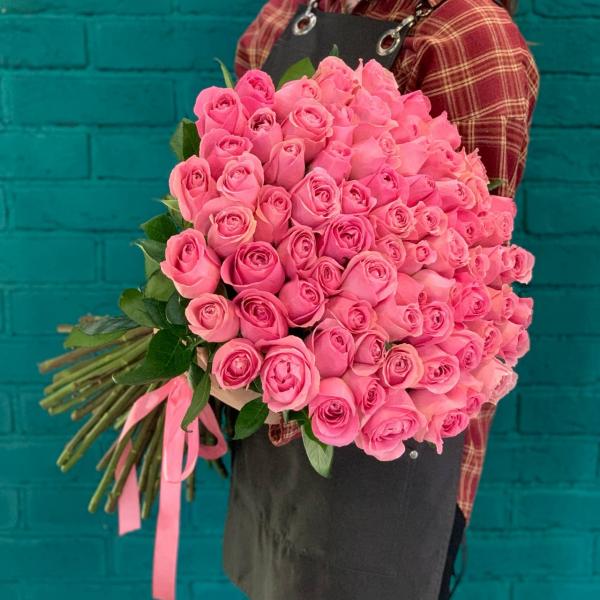 51 розовая роза 80см "Сердечный порыв"