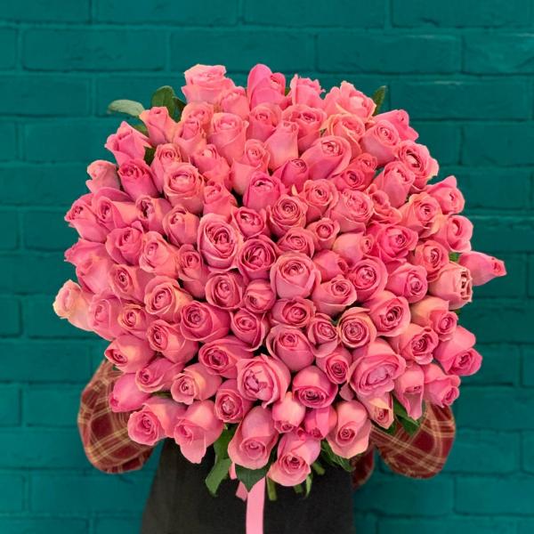 фото 75 розовых роз 80см "Зефирный"