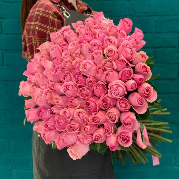 фото 75 розовых роз 80см "Зефирный"