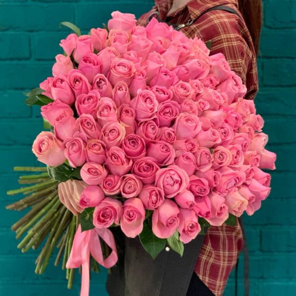 75 розовых роз 80см "Зефирный"