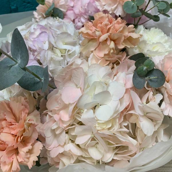 фото Гвоздики и гортензии "Момент счастья"