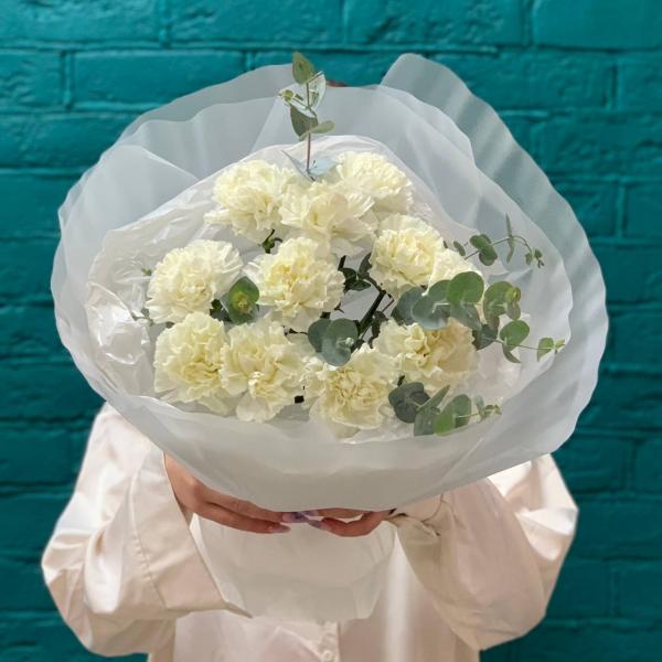 фото 11 белых гвоздик "Белоснежные сны"