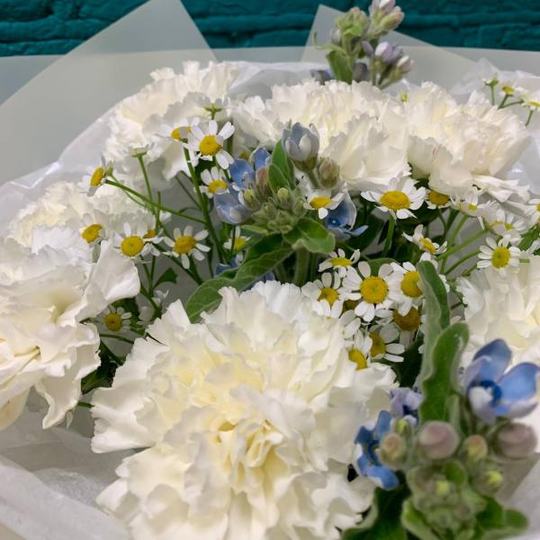 фото Гвоздики и танацетума "Интригующее утро"