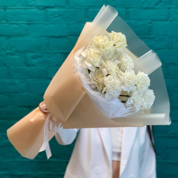 фото 11 белых гвоздик "Белоснежная долина"