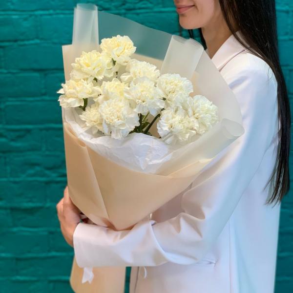 11 белых гвоздик "Белоснежная долина"