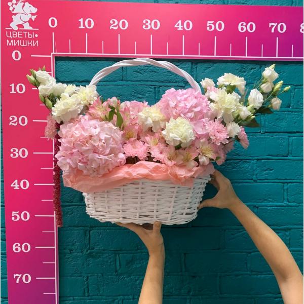 фото Гортензии и эустомы "Царица"