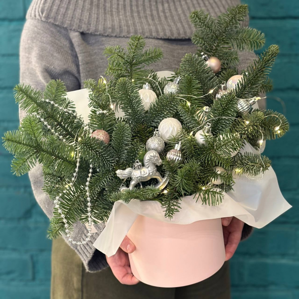 фото Нобилиса и ёлочных игрушкек  "Сияние зимы"