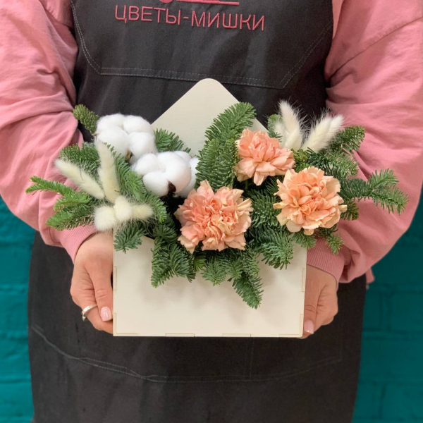 фото Нобилиса и гвоздики "Снежное очарование"