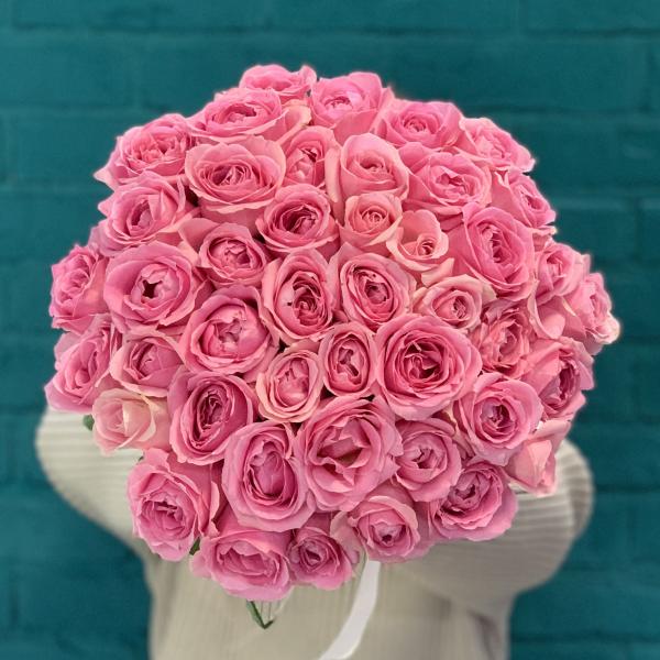 45 розовых роз "Ханой"