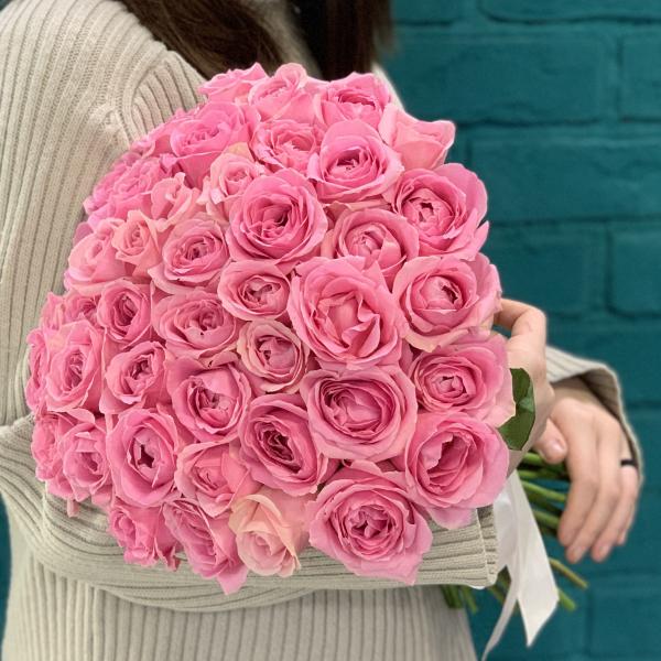 45 розовых роз "Ханой"