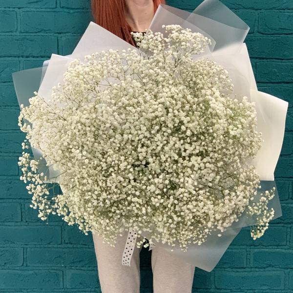 23 белых гипсофил "Лунное затмение"