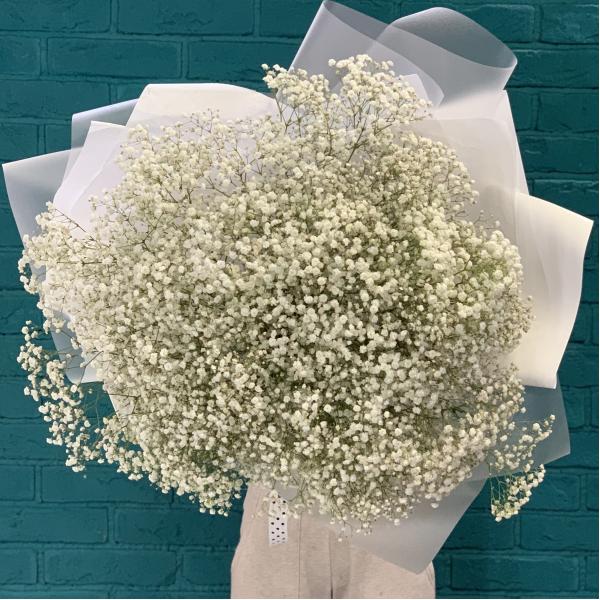 23 белых гипсофил "Лунное затмение"