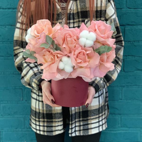 Французская роза и хлопок "Бордо"