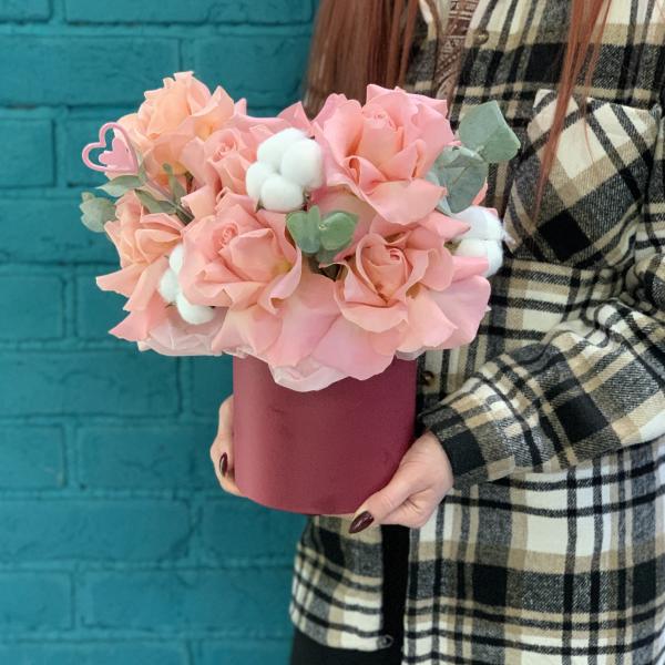 Французская роза и хлопок "Бордо"