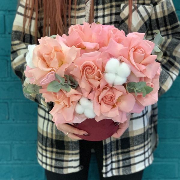 Французская роза и хлопок "Бордо"