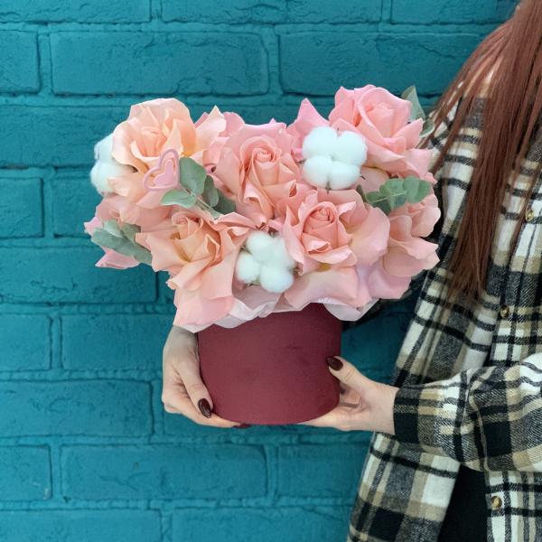 Французская роза и хлопок "Бордо"