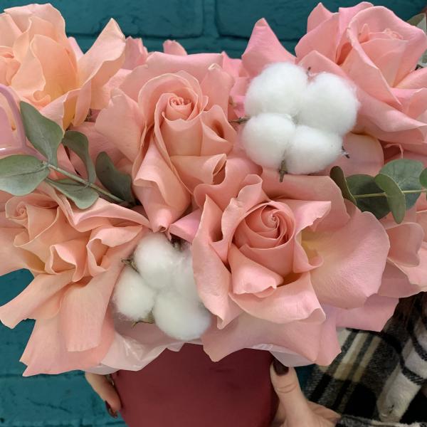 Французская роза и хлопок "Бордо"