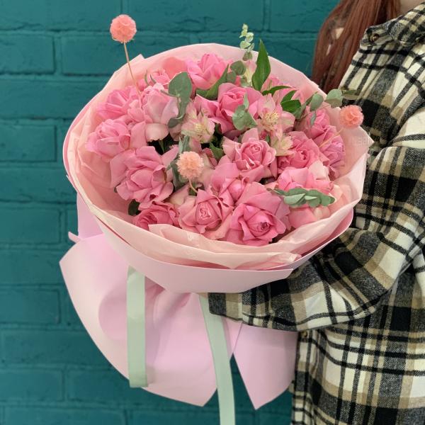 Роза и альстромерия "Ягодный коктейль"