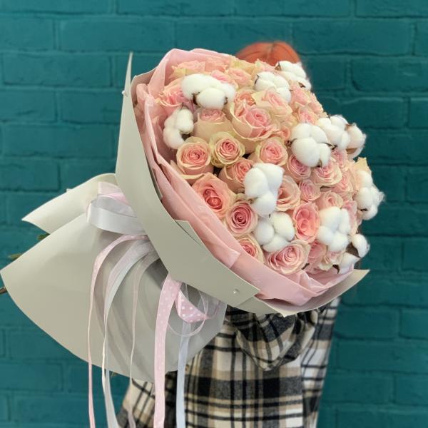 Роза и хлопок "Весенний прилив"