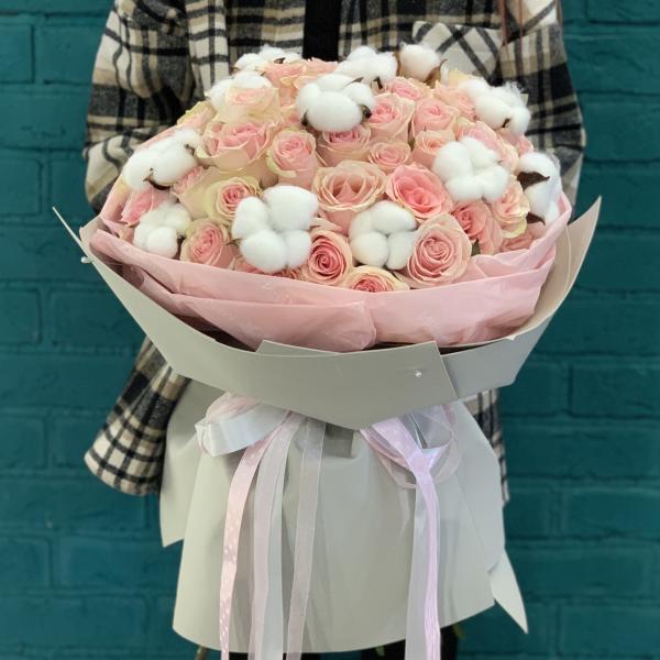 Роза и хлопок "Весенний прилив"