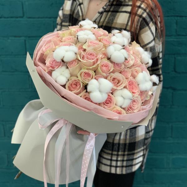 Роза и хлопок "Весенний прилив"